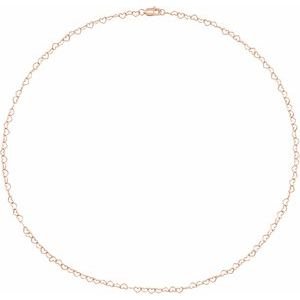 14K Rose Gold 3.2 mm Heart 16" Chain