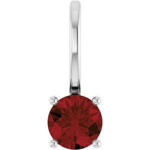 Sterling Silver Imitation Mozambique Garnet Solitaire Charm/Pendant