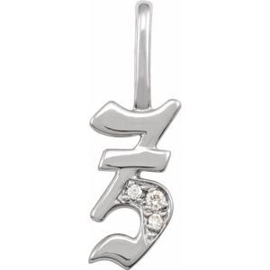 14K White Gold .025 CTW Natural Diamond Gothic Initial Z Charm/Pendant
