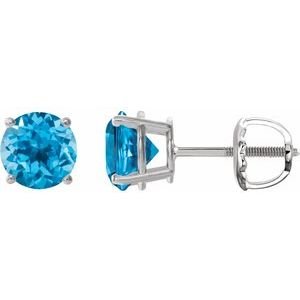 Sterling Silver 8 mm Natural Swiss Blue Topaz Earrings