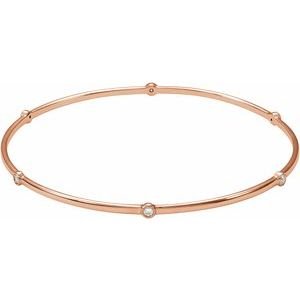 14K Rose Gold 1/4 CTW Natural Diamond Bezel-Set Bangle 8" Bracelet