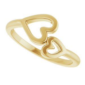 14K Yellow Gold Double Heart Ring