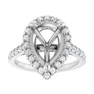 Platinum 12 x 8 mm Pear 5/8 CTW Lab-Grown Diamond Semi-Set Engagement Ring