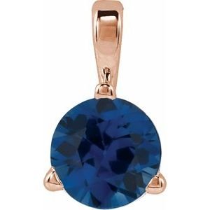 14K Rose Gold Lab-Grown Blue Sapphire Pendant