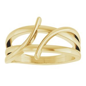 14K Yellow Gold 12.4 mm Freeform Bypass Ring