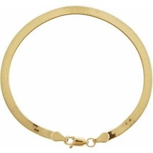 14K Yellow Gold 3.8 mm Flexible Herringbone 7" Chain