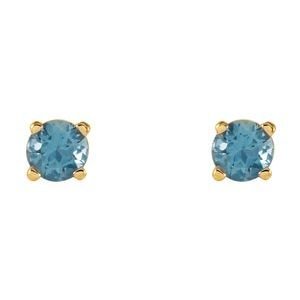 14K Yellow Gold 4 mm Natural Swiss Blue Topaz Earrings