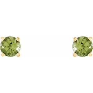 14K Yellow Gold 4 mm Natural Peridot Earrings