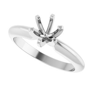 14K White Gold 5.4-5.7 mm Round Heavy 6-Prong Engagement Ring Mounting