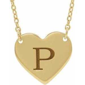 14K Yellow Gold Engravable Heart 16-18" Necklace