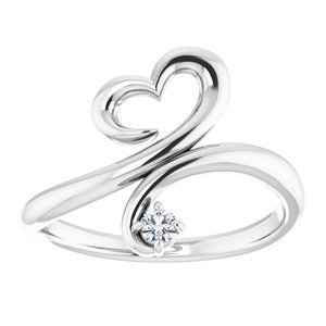14K White Gold .06 CTW Natural Diamond Heart Ring