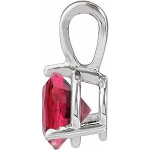 14K White Gold Lab-Grown Ruby Pendant