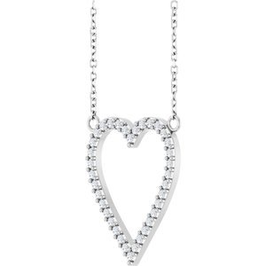 14K White Gold 1/4 CTW Natural Diamond Heart 18" Necklace