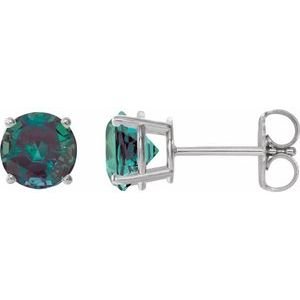 Sterling Silver 8 mm Lab-Grown Alexandrite Earrings