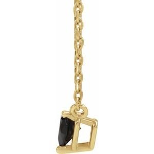 14K Yellow Gold Natural Black Onyx Heart 16-18" Necklace