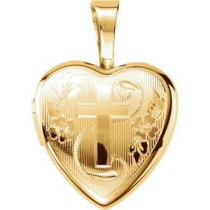 14K Yellow Gold-Plated Sterling Silver Cross Heart Locket