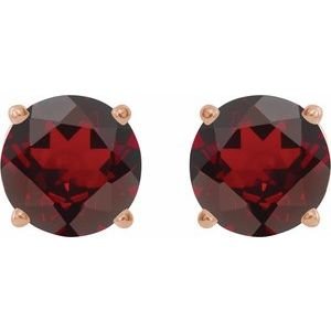 14K Rose Gold 6 mm Natural Mozambique Garnet Earrings