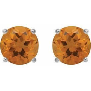 14K White Gold 6 mm Natural Citrine Earrings