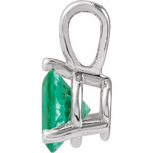 14K White Gold Lab-Grown Emerald Pendant