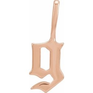 14K Rose Gold Gothic Initial G Charm/Pendant