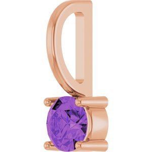 14K Rose Gold Imitation Amethyst Solitaire Charm/Pendant