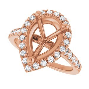14K Rose Gold 12 x 8 mm Pear 5/8 CTW Lab-Grown Diamond Semi-Set Engagement Ring