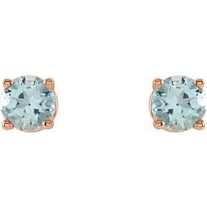 14K Rose Gold 4 mm Natural Aquamarine Earrings