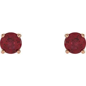 14K Rose Gold 4 mm Natural Ruby Earrings