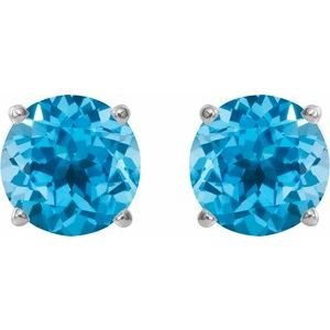 Sterling Silver 8 mm Natural Swiss Blue Topaz Earrings