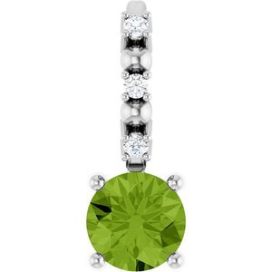 Sterling Silver Imitation Peridot & .01 CTW Natural Diamond Charm/Pendant