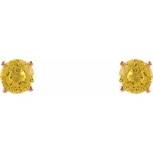 14K Rose Gold 5 mm Natural Yellow Sapphire Earrings