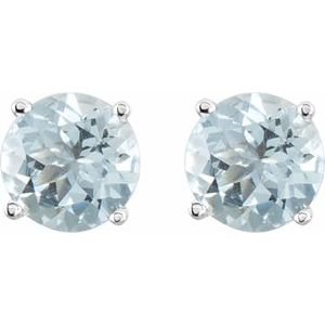 Sterling Silver 6 mm Natural Aquamarine Earrings