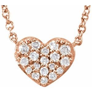 14K Rose Gold 1/10 CTW Natural Diamond Heart 18" Necklace