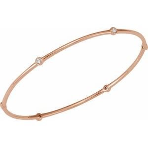 14K Rose Gold 1/4 CTW Natural Diamond Bezel-Set Bangle 8" Bracelet