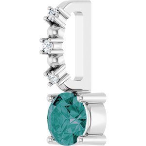 Sterling Silver Imitation Alexandrite & .01 CTW Natural Diamond Charm/Pendant