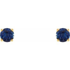 14K Yellow Gold 4 mm Natural Blue Sapphire Earrings