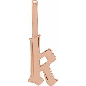 14K Rose Gold Gothic Initial K Charm/Pendant