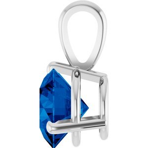 14K White Gold Lab-Grown Blue Sapphire Pendant
