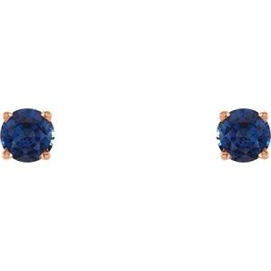 14K Rose Gold 4 mm Natural Blue Sapphire Earrings