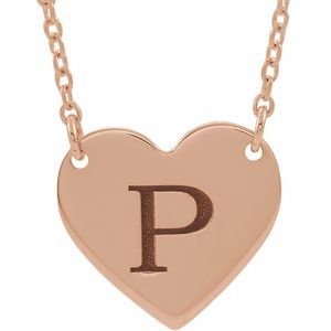 18K Rose Gold-Plated Sterling Silver Engravable Heart 16-18" Necklace