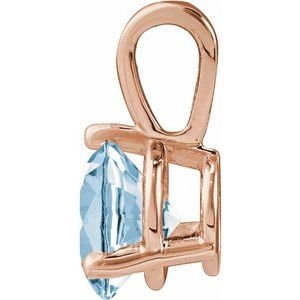 14K Rose Gold Lab-Grown Aqua Sapphire Pendant