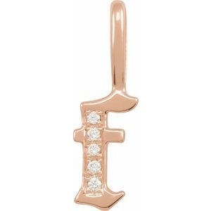 14K Rose Gold .04 CTW Natural Diamond Gothic Initial F Charm/Pendant