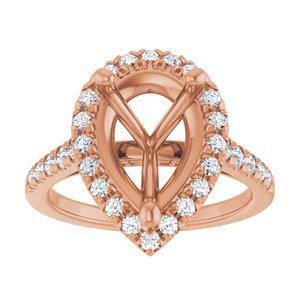 14K Rose Gold 12 x 8 mm Pear 5/8 CTW Lab-Grown Diamond Semi-Set Engagement Ring
