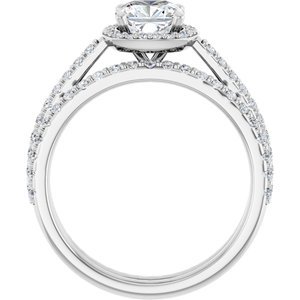 Platinum 6x6 mm Cushion 1/4 CTW Lab-Grown Diamond Semi-Set Engagement Ring