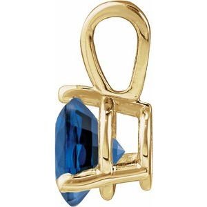 14K Yellow Gold Lab-Grown Blue Sapphire Pendant