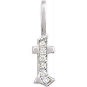 14K White Gold .045 CTW Natural Diamond Gothic Initial T Charm/Pendant