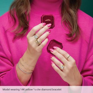 14K Rose Gold 1/3 CTW Natural Diamond Bezel-Set Station 7" Bracelet