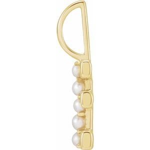14K Yellow Cultured White Freshwater Pearl Initial E Charm/Pendant