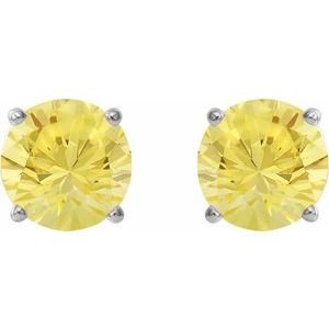 Sterling Silver 8 mm Lab-Grown Yellow Sapphire Earrings