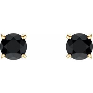 14K Yellow Gold 5 mm Natural Black Onyx Earrings